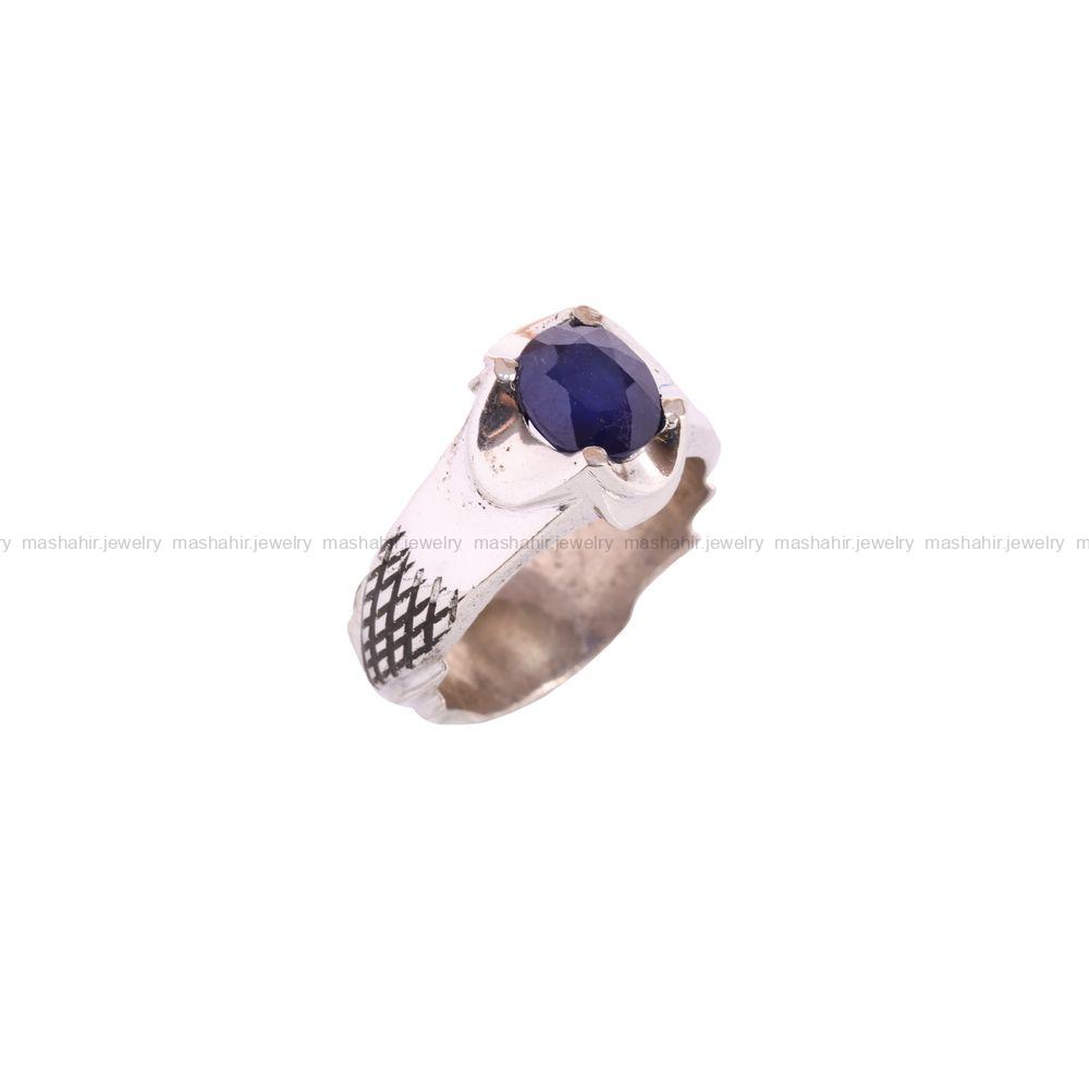 انگشتر ياقوت کبود مردانه کد 3655