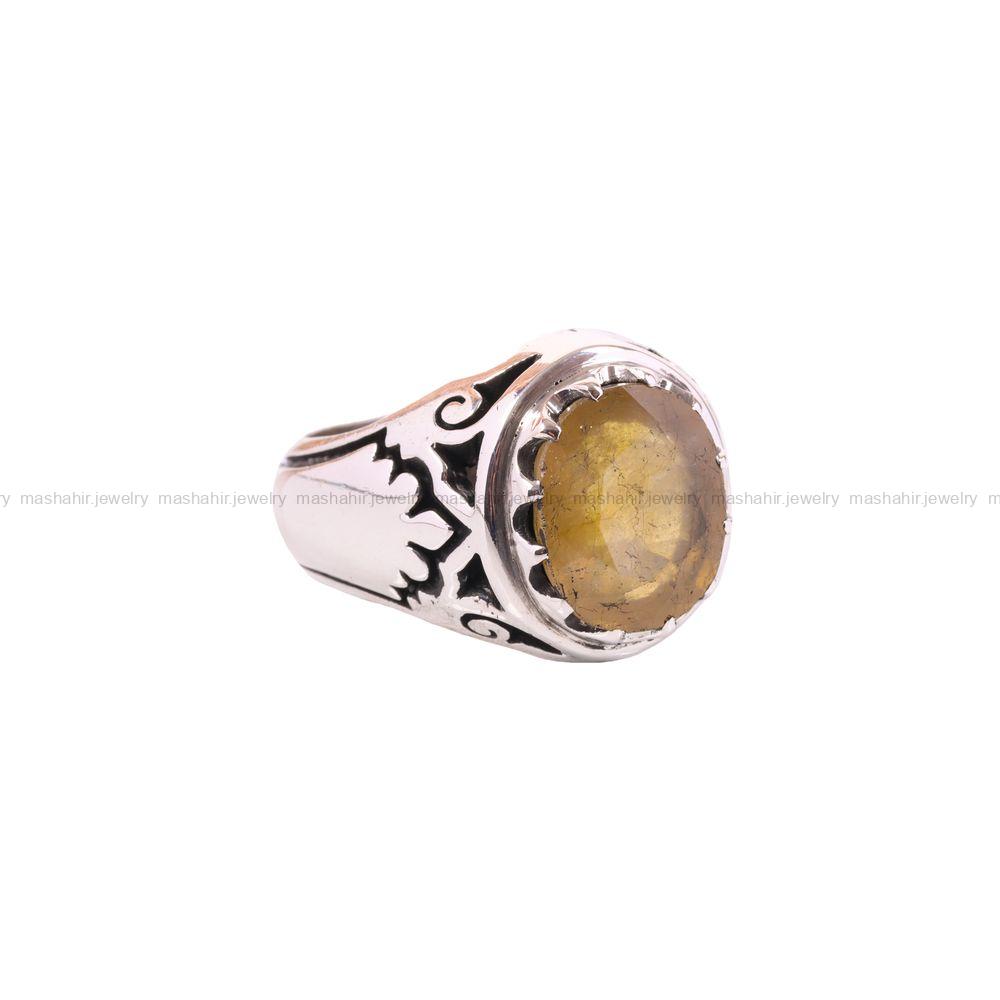 انگشتر یاقوت زرد مردانه کد 3664