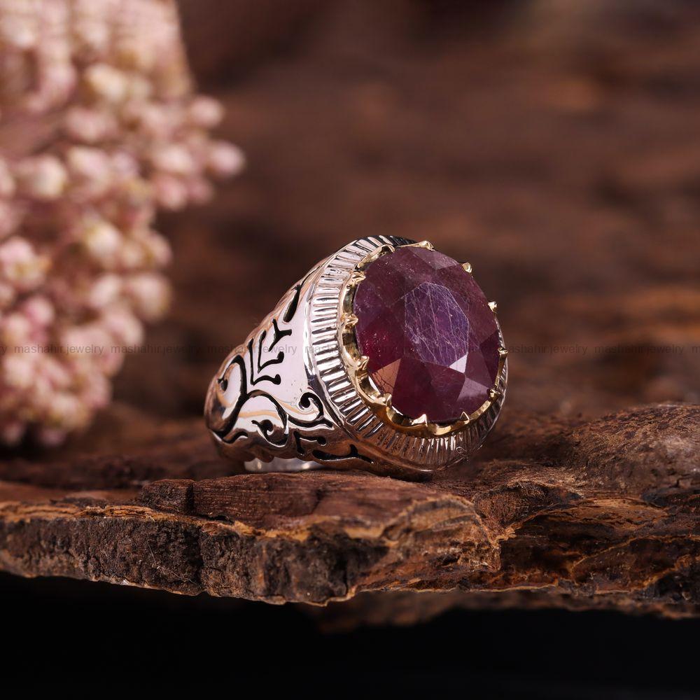 انگشتر یاقوت سرخ مردانه کد 3595