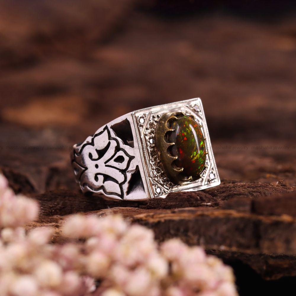 انگشتر اوپال مردانه کد 3598