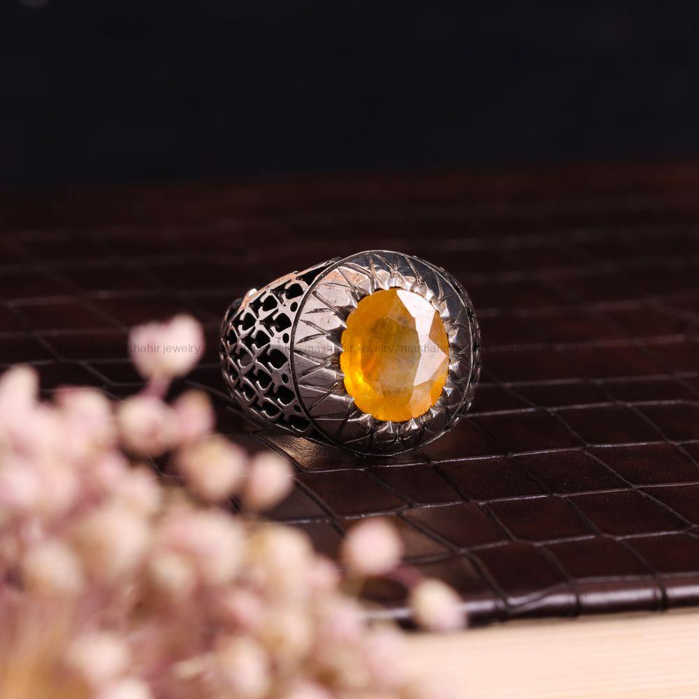انگشتر یاقوت زرد مردانه کد 3633