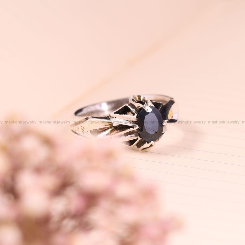 انگشتر ياقوت کبود مردانه کد 3647