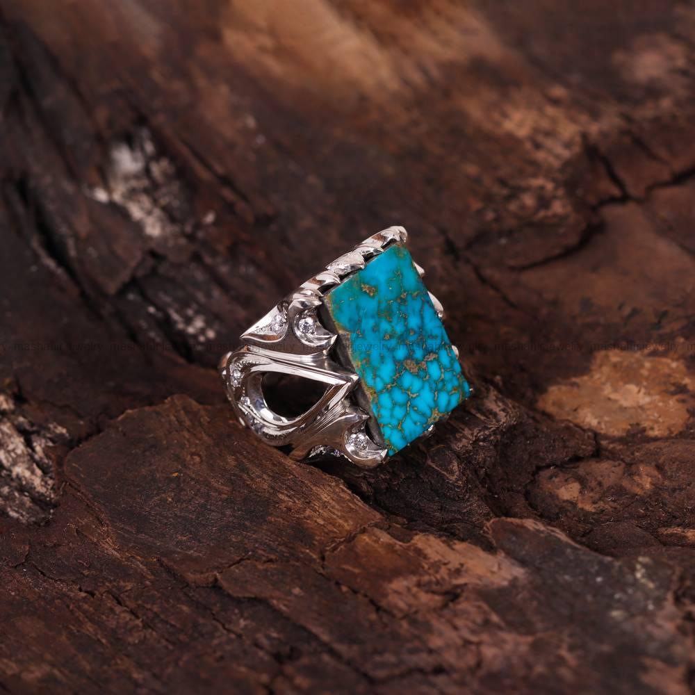 انگشتر فیروزه شجری مردانه کد 5515