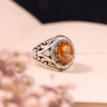 انگشتر توپاز پرتقالي مردانه کد 3650