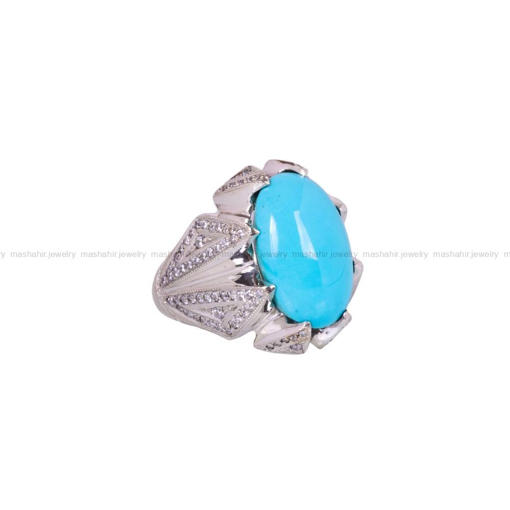 انگشتر فیروزه عجمی مردانه کد 5517