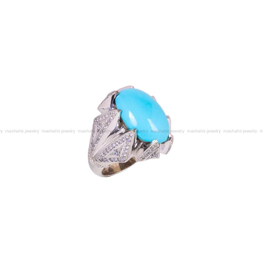 انگشتر فیروزه عجمی مردانه کد 5517