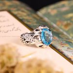 انگشتر توپاز آبی مردانه کد 3669