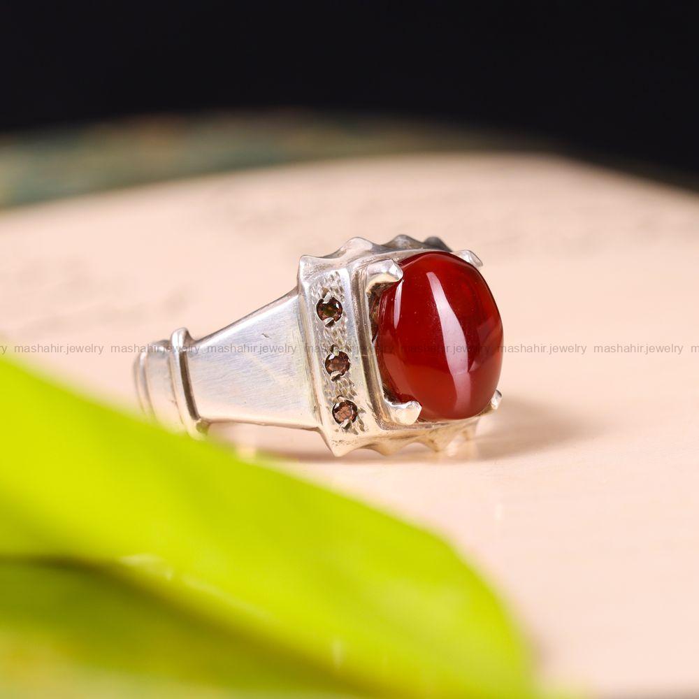 انگشتر عقیق یمن مردانه کد 3682