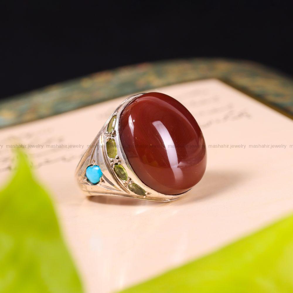 انگشتر عقیق یمن مردانه کد 3685