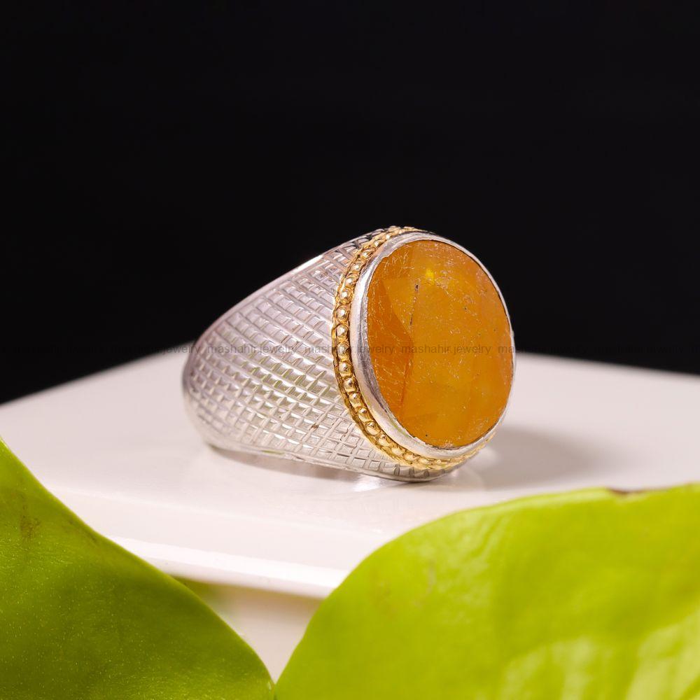 انگشتر یاقوت زرد مردانه کد 3717