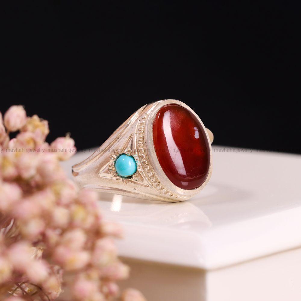 انگشتر عقیق یمن مردانه کد 3740