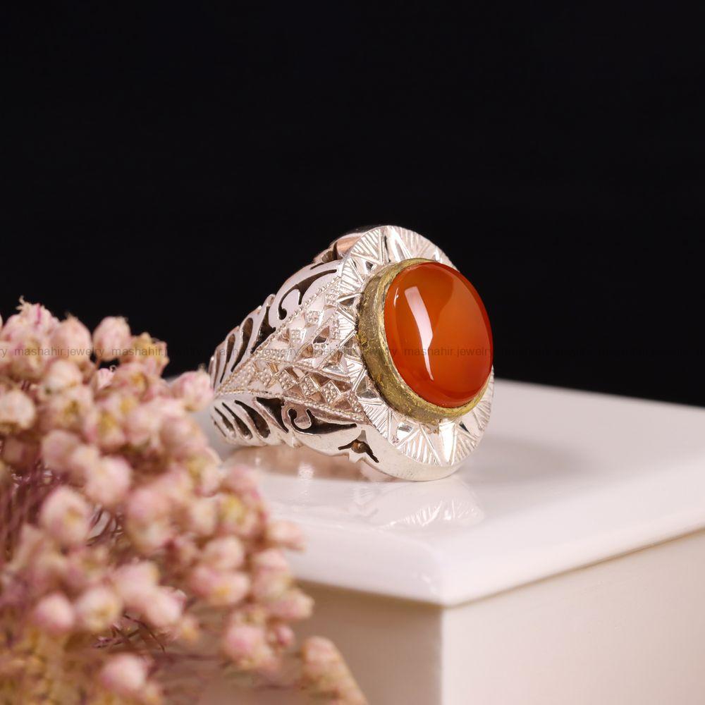 انگشتر عقیق یمن مردانه کد 3741
