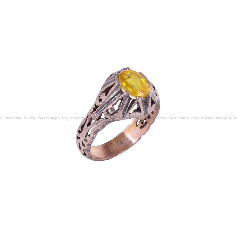 انگشتر یاقوت زرد مردانه کد 5750