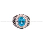 انگشتر توپاز آبی مردانه کد 3696