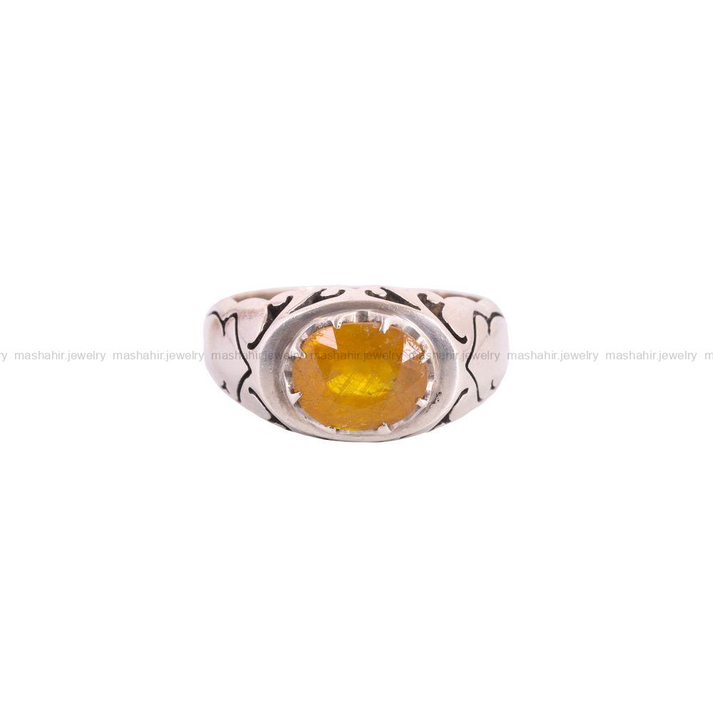 انگشتر یاقوت زرد مردانه کد 3698