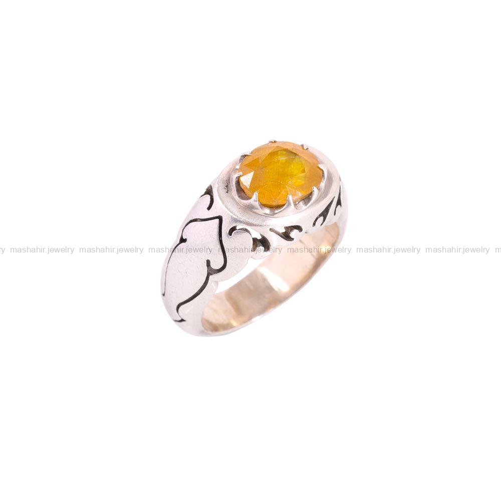 انگشتر یاقوت زرد مردانه کد 3698