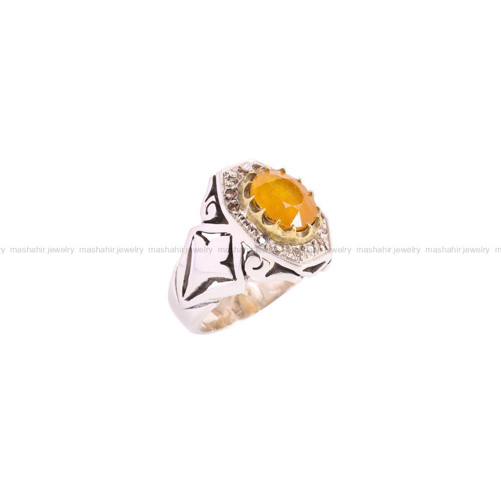انگشتر یاقوت زرد مردانه کد 3699