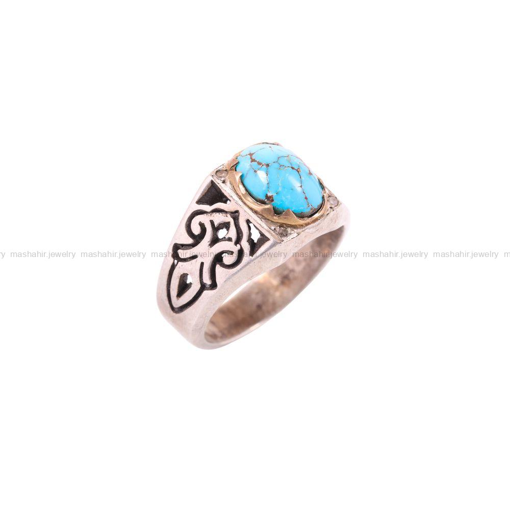 انگشتر فیروزه شجری مردانه کد 3748