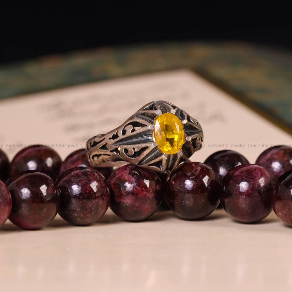 انگشتر یاقوت زرد مردانه کد 5760