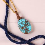 گردنبند فیروزه دست بافت زنانه کد 5846
