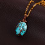 گردنبند فیروزه دست بافت زنانه کد 5855