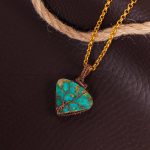 گردنبند فیروزه دست بافت زنانه کد 5856