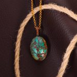 گردنبند فیروزه دست بافت زنانه کد 5858