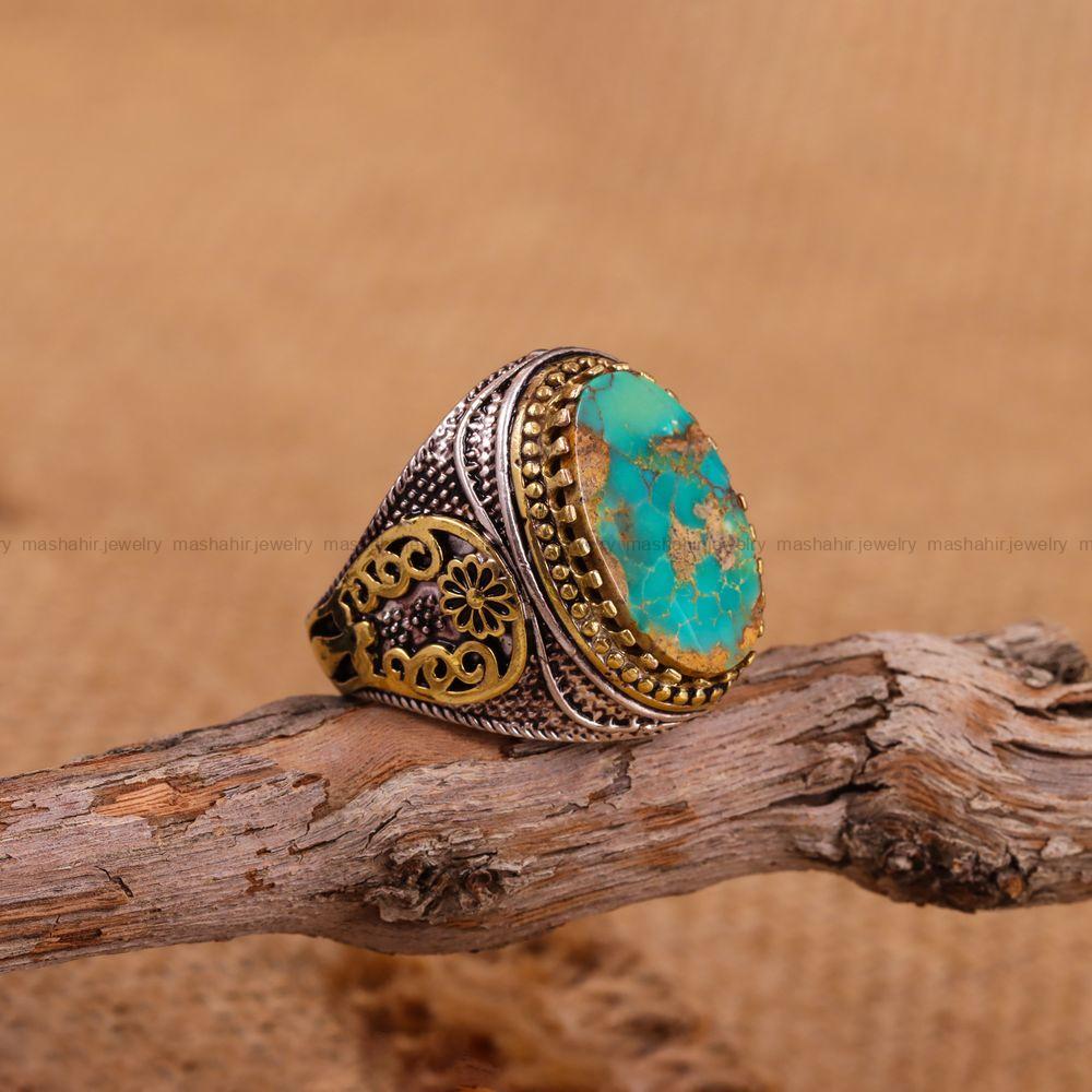 انگشتر فیروزه شجری مردانه کد 3910