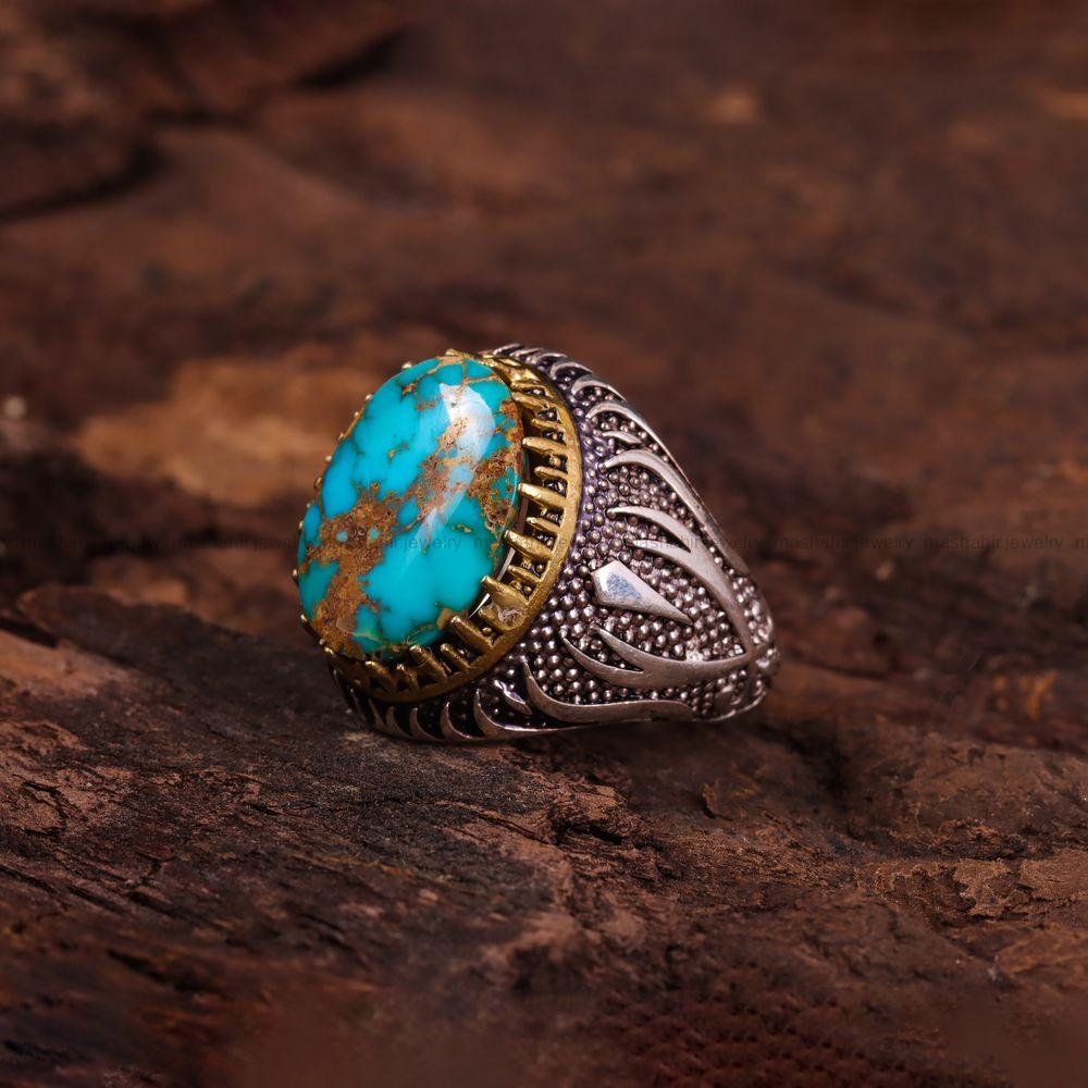 انگشتر فیروزه شجری مردانه کد 3960