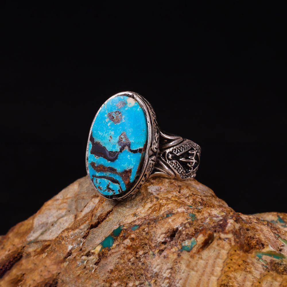 انگشتر فیروزه شجری مردانه کد 3977
