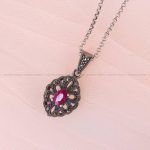 گردنبند یاقوت سرخ زنانه کد 6053