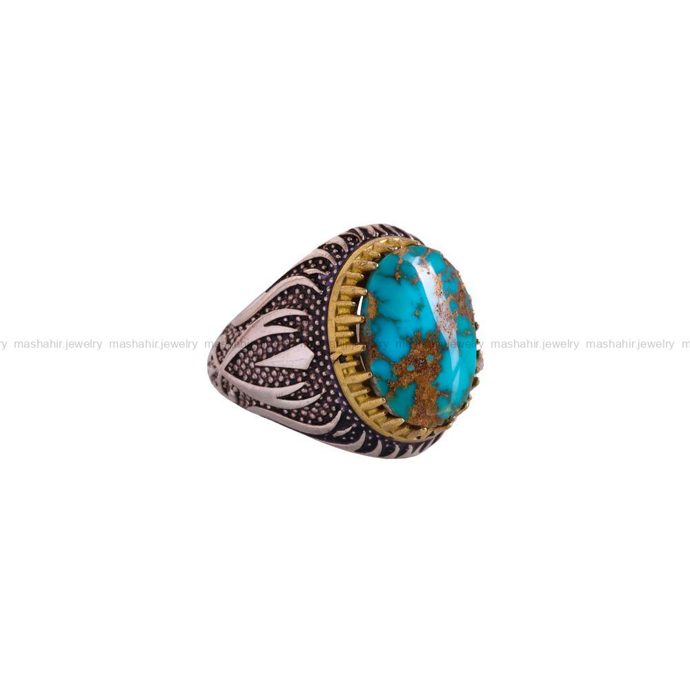 انگشتر فیروزه شجری مردانه کد 3960