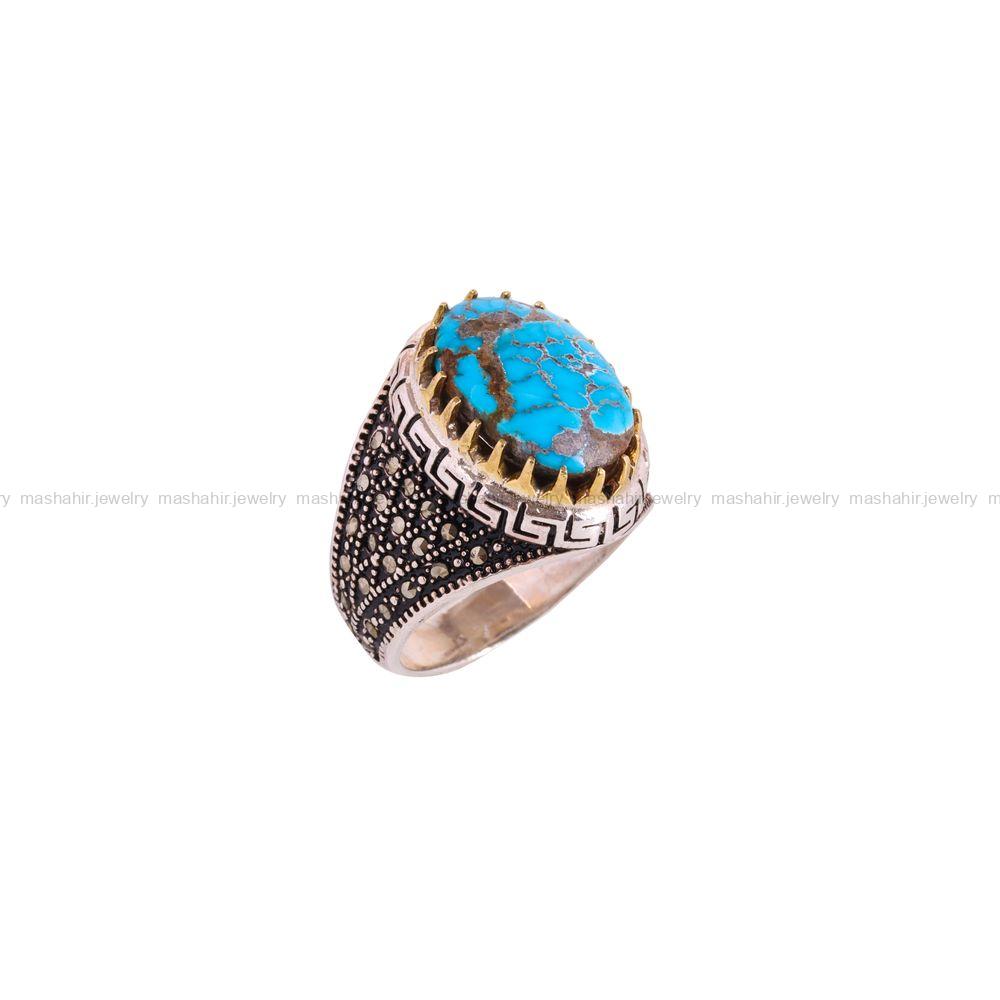 انگشتر فیروزه شجری مردانه کد 3964