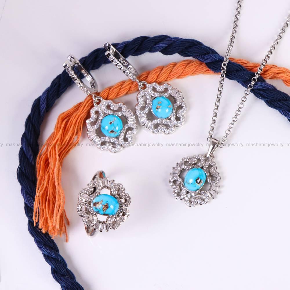 نیم ست فیروزه زنانه کد 6074