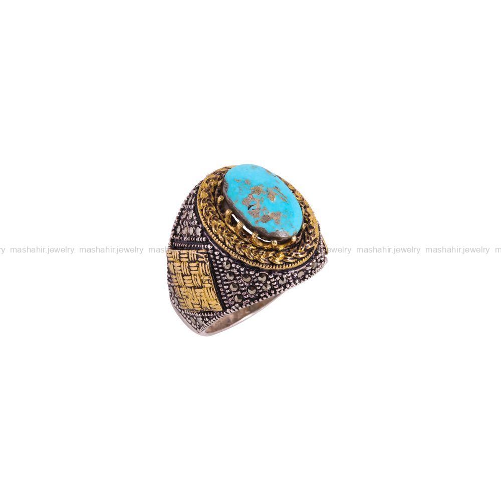 انگشتر فیروزه شجری مردانه کد 3970