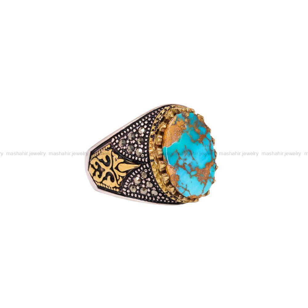 انگشتر فیروزه شجری مردانه کد 3971
