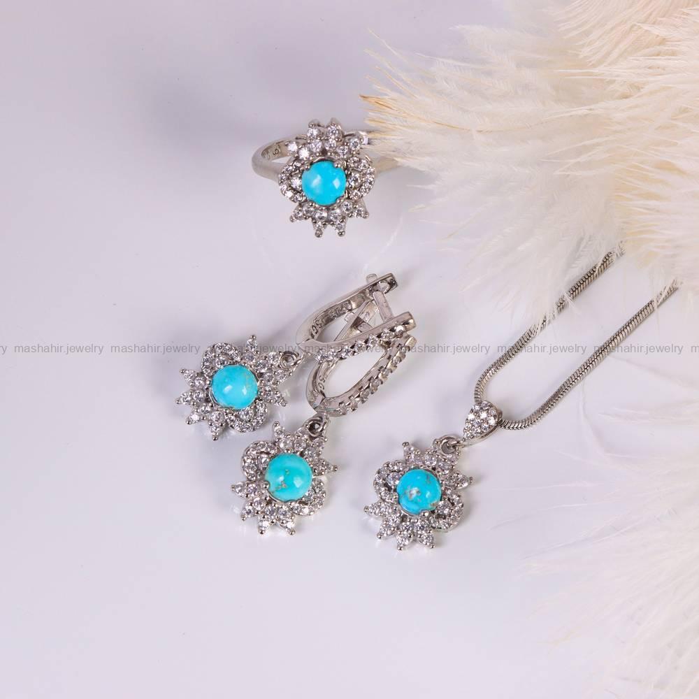 نیم ست فیروزه زنانه کد 6078