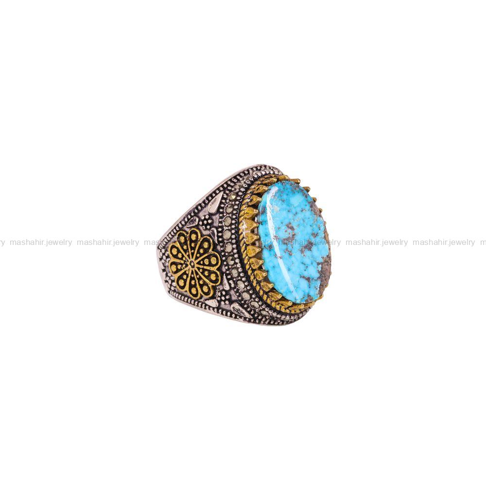 انگشتر فیروزه شجری مردانه کد 3974