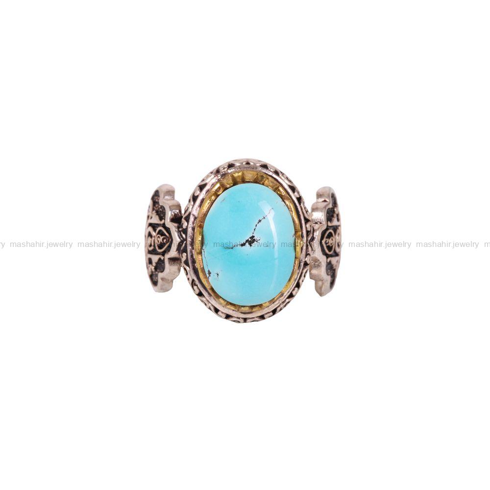 انگشتر فیروزه شجری مردانه کد 3976
