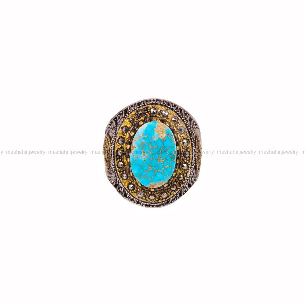 انگشتر فیروزه شجری مردانه کد 3990