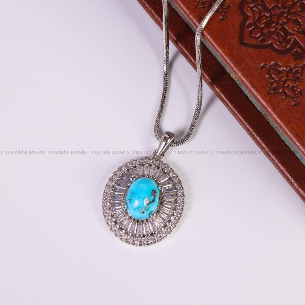 گردنبند فیروزه زنانه کد 6111