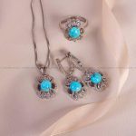 نیم ست فیروزه زنانه کد 6144