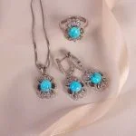 نیم ست فیروزه زنانه کد 6144