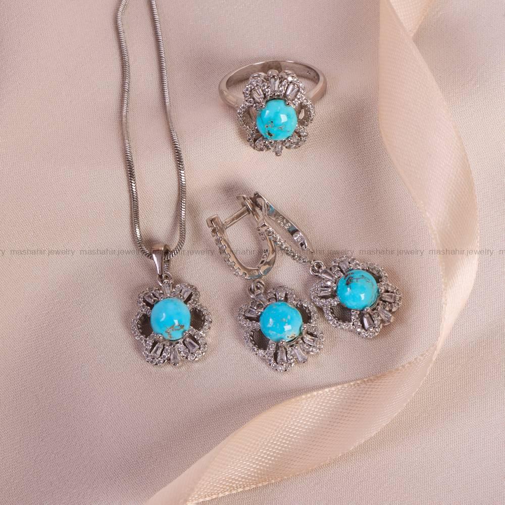 نیم ست فیروزه زنانه کد 6144