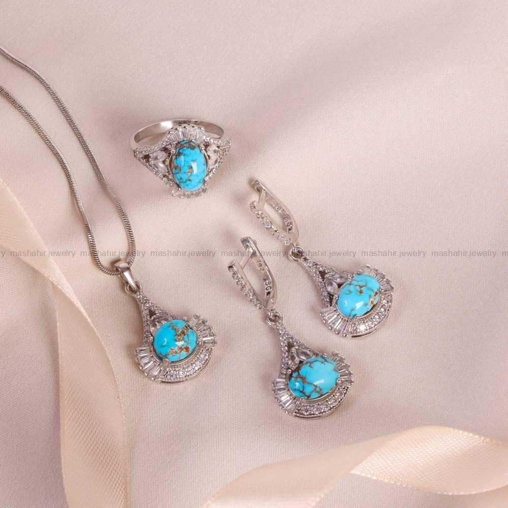 نیم ست فیروزه زنانه کد 6145