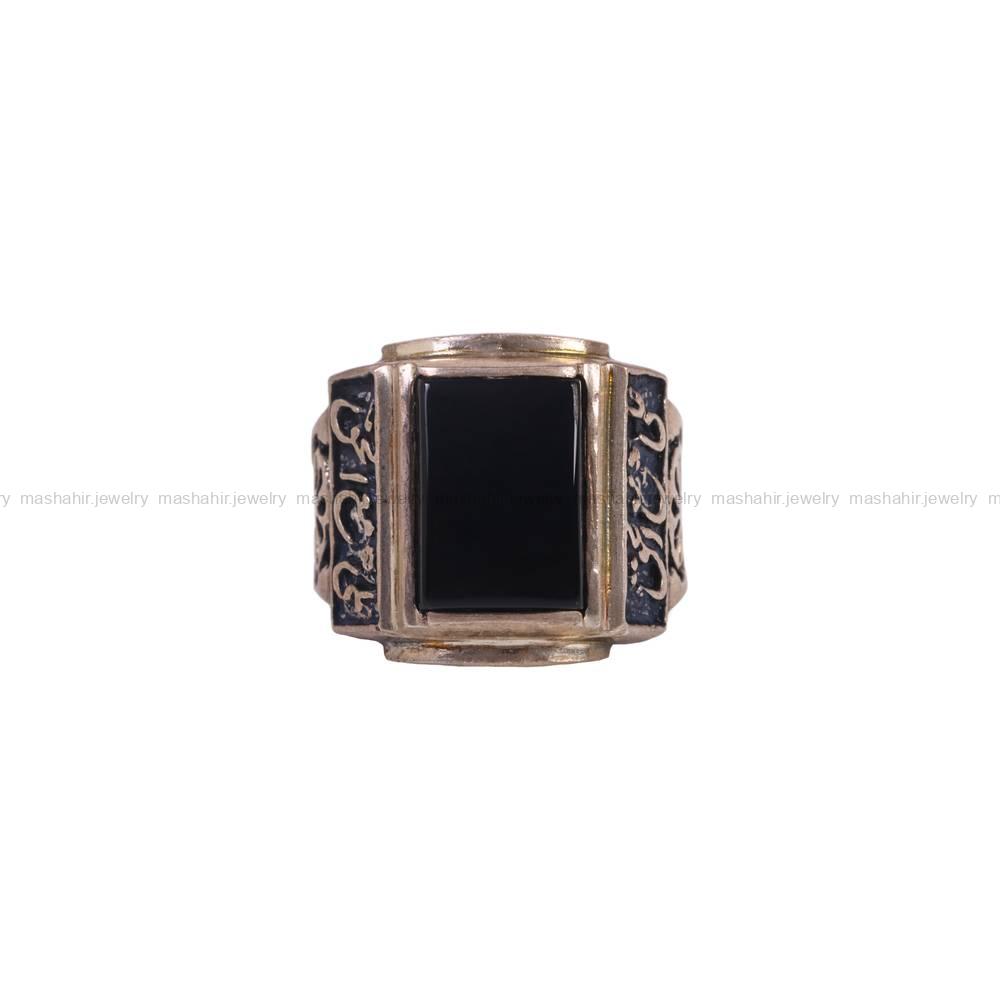 انگشتر عقیق مشکی مردانه کد 6247
