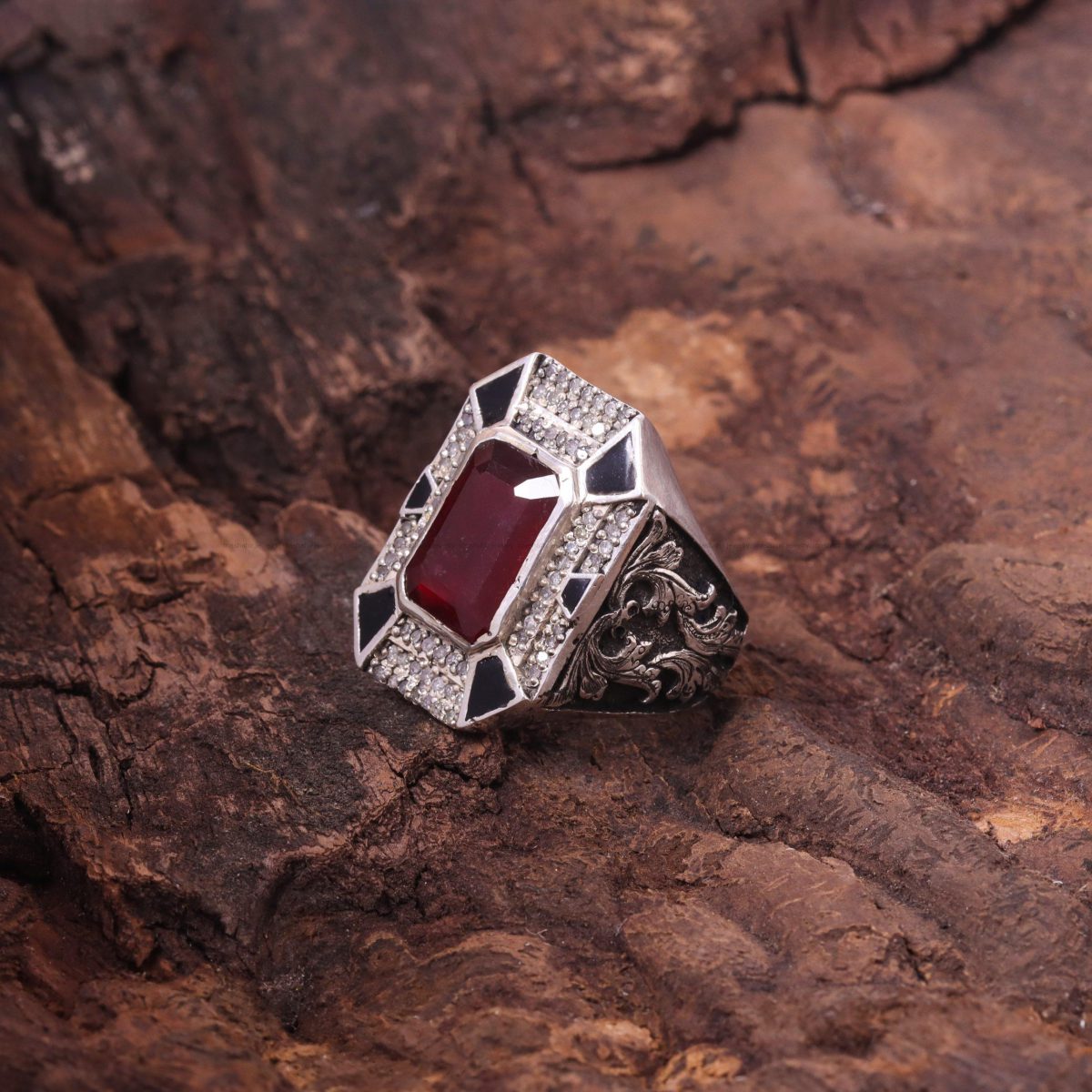 انگشتر یاقوت سرخ مردانه کد 6157