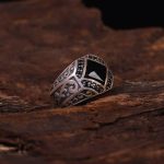 انگشتر عقیق مشکی مردانه کد 6239