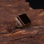 انگشتر عقیق مشکی مردانه کد 6241