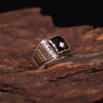 انگشتر عقیق مشکی مردانه کد 6242